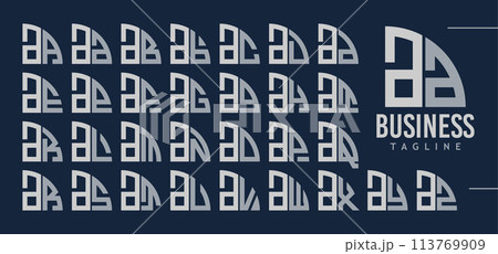 Bundle of quarter circle lowercase letter A AA logo design 113769909