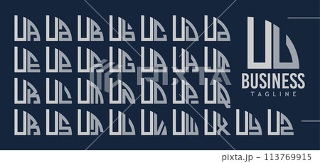 Bundle of abstract quarter circle letter U UU logo design 113769915