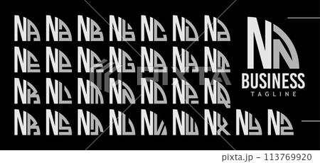 Simple line quadrant circle letter N NN logo design bundle 113769920
