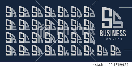 Bundle of abstract quarter circle letter S SS logo design Bundle of abstract quarter circle letter S SS logo design 113769921