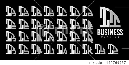 Simple line quadrant circle letter I II logo design bundle 113769927