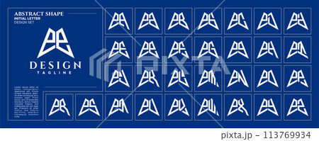 Modern abstract lowercase initial letter E EE logo design set Modern abstract lowercase initial letter E EE logo design set 113769934
