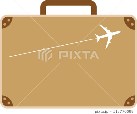 旅行カバンと飛び立つ飛行機 113770099