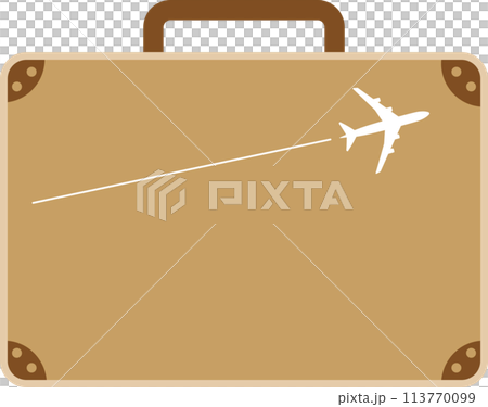 旅行カバンと飛び立つ飛行機 113770099