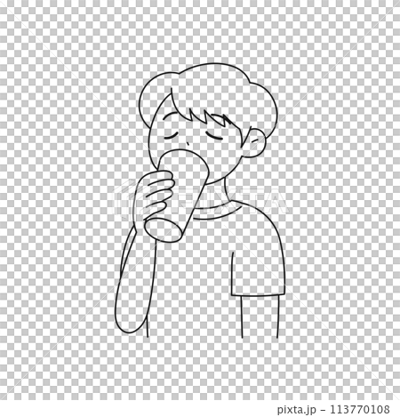 飲み物を飲む男性・線画 113770108