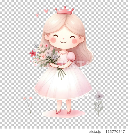 cute little princess with flowers 113770247