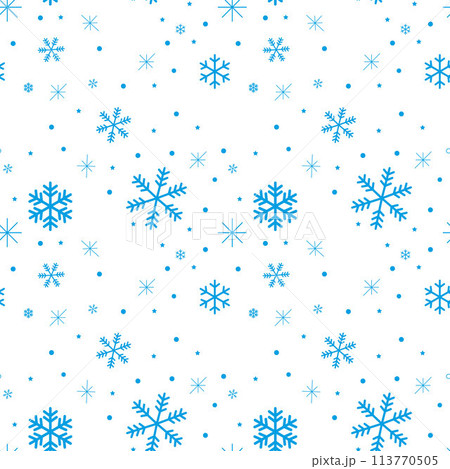 Blue snowflakes seamless pattern. Vector winter illustration for packaging, cards, textiles. Blue snowflakes seamless pattern. Vector winter illustration for packaging, cards, textiles. 113770505