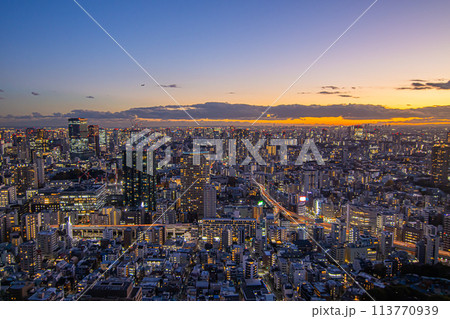 麻布台ヒルズから見る東京夕景 麻布台ヒルズから見る東京夕景 113770939