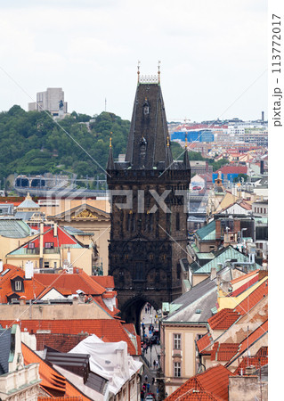 Aerial view of the Powder Tower in Prague 113772017