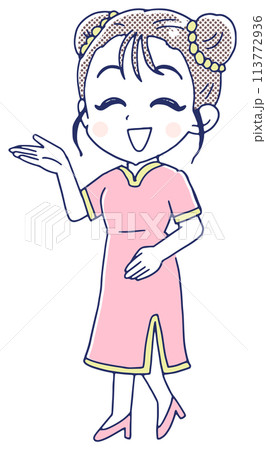 チャイナドレスを着た女性 113772936