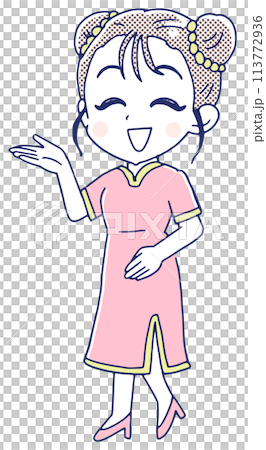 チャイナドレスを着た女性 113772936