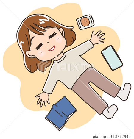 ぐうたら休む女性のイラスト素材 [113772943] - PIXTA