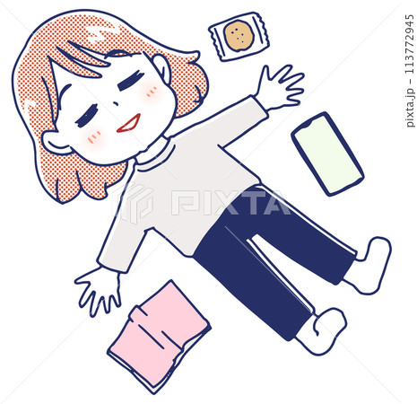 ぐうたら休む女性 ぐうたら休む女性 113772945