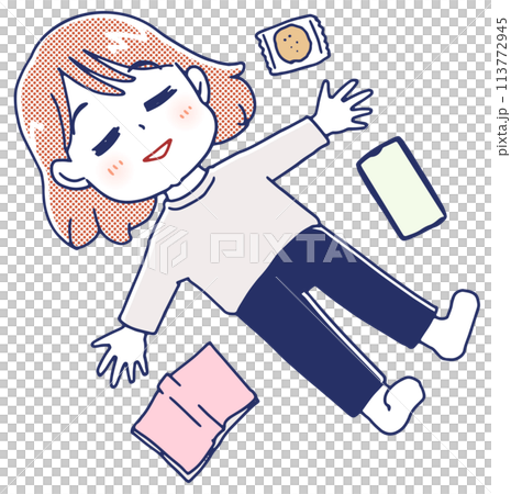 ぐうたら休む女性 ぐうたら休む女性 113772945