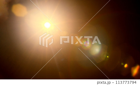 Abstract Natural Sun flare on the black, collage, image montage 113773794