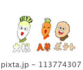 代表的な根菜をかわいくイラストにしました。ロゴもセットです。 113774307