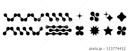 Abstract shapes in y2k style brutalist retro. Set geometric shapes atmosphere future. Black and white. For banner poster design web design. Vector illustration 113774432