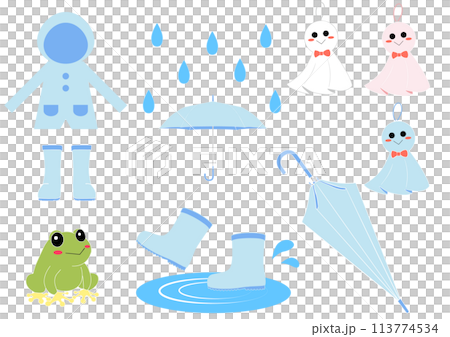 Cute illustration set for the rainy season in June Cute illustration set for the rainy season in June 113774534