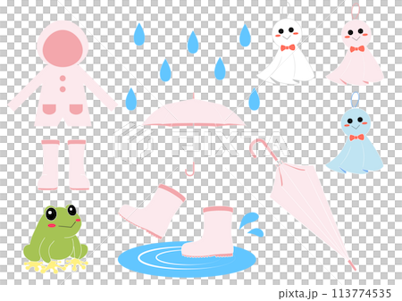 Cute illustration set for the rainy season in June 113774535