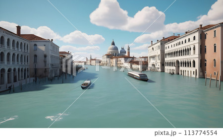 Grand Canal with Basilica Santa Maria della Salute, Venice, Italy. Generative AI Grand Canal with Basilica Santa Maria della Salute, Venice, Italy. Generative AI 113774554