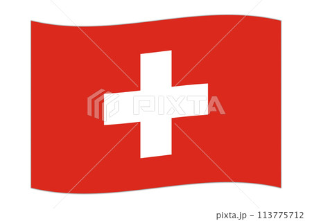 Waving flag of the country Switzerland. Vector illustration. 113775712