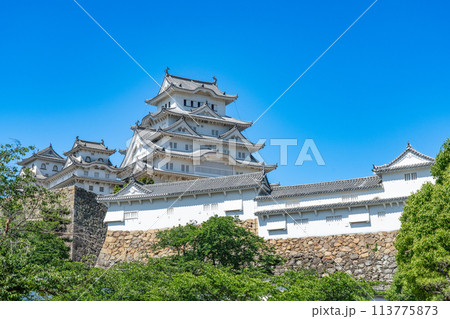 【世界遺産 姫路城】【日本100名城】天守群と五月晴れの空2 兵庫県姫路市 【世界遺産 姫路城】【日本100名城】天守群と五月晴れの空2 兵庫県姫路市 113775873