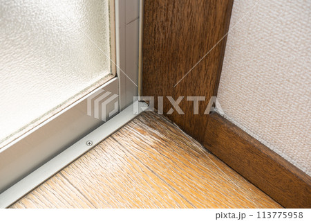 雨水侵入・結露の水滴によるフローリングの傷み・剥がれ・カビ・傷み・黒ずみ 雨水侵入・結露の水滴によるフローリングの傷み・剥がれ・カビ・傷み・黒ずみ 113775958