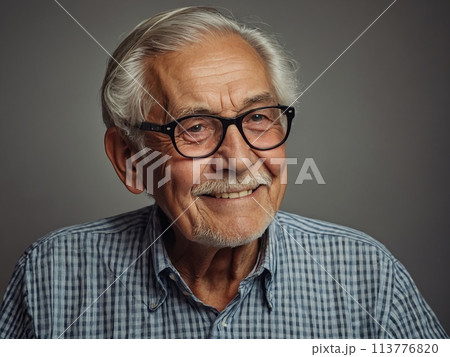 Happy elderly senior smile man in nursing home. 113776820