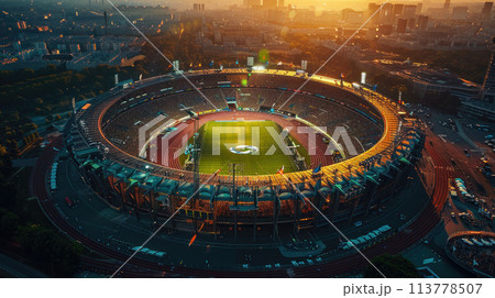 Stadium with track and field 113778507
