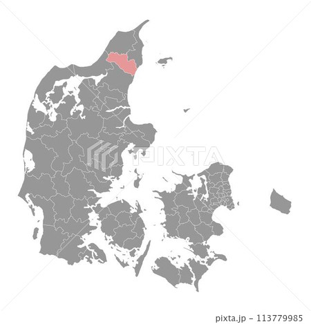 Bronderslev Municipality map, administrative division of Denmark. Vector illustration. Bronderslev Municipality map, administrative division of Denmark. Vector illustration. 113779985
