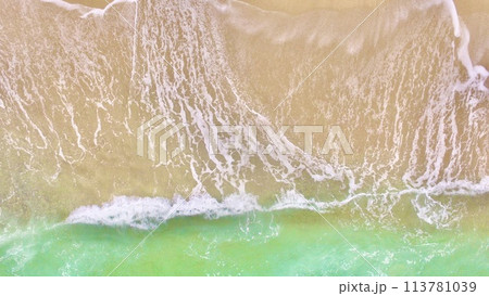 波打ち際〜ドローンで撮影（日南海岸／宮崎県） 113781039