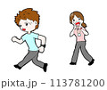 運動している男性と、女性コーチ　それぞれ単独でも健康指導などテーマが作れます。 113781200