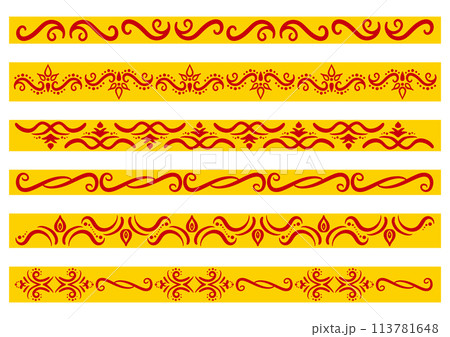 インド風の飾り罫セット。ベクターデータ。 113781648