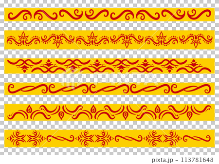 インド風の飾り罫セット。ベクターデータ。 113781648