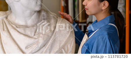 石膏像と女性 113781720
