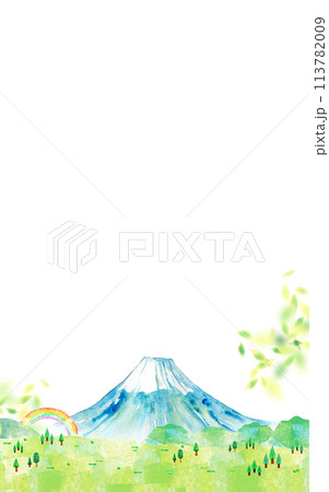 日本晴れの富士山の背景素材 113782009