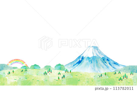 日本晴れの富士山の背景素材 113782011
