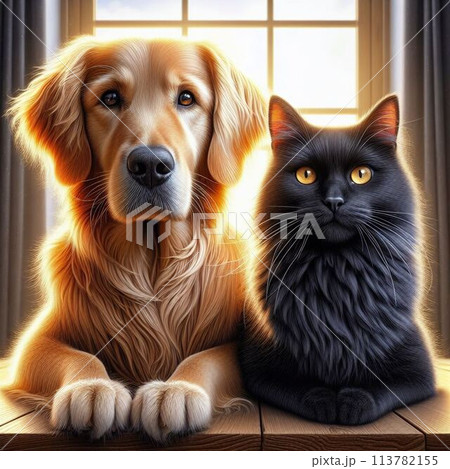 犬と猫はとても仲良し 犬と猫はとても仲良し 113782155