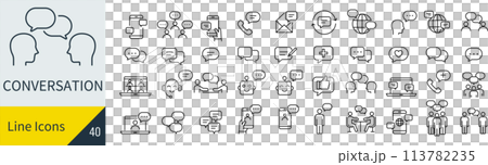 Vector conversation line icon set Vector conversation line icon set 113782235