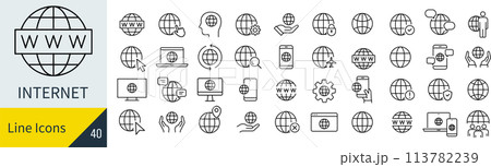 ベクターのインターネットの線画アイコンセット 113782239
