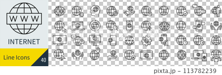 ベクターのインターネットの線画アイコンセット 113782239