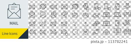 ベクターのメールの線画アイコンセット 113782241