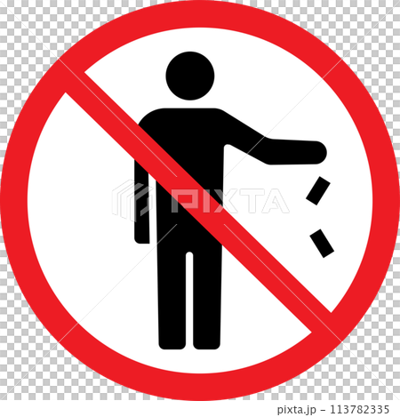 禁止亂丟垃圾警告象形圖 113782335