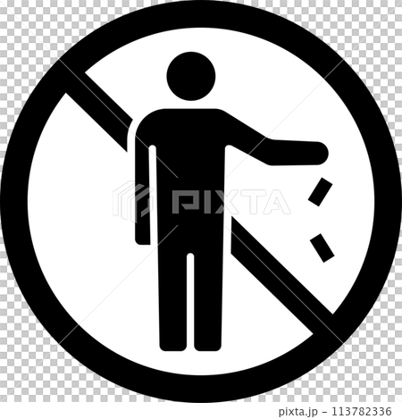 單色禁止亂丟垃圾警告象形圖 113782336