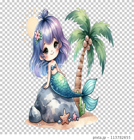 Mermaid on coconut tree 113782655