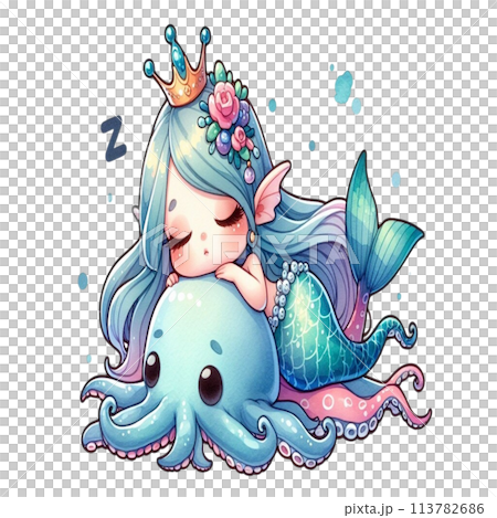 Mermaid sleep on squid Mermaid sleep on squid 113782686