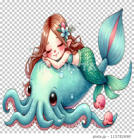 Mermaid sleep on squid Mermaid sleep on squid 113782690