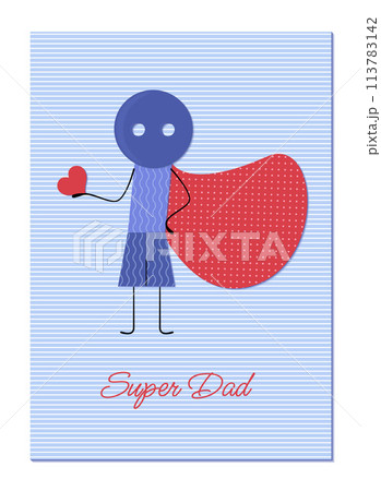 Father's Day greeting card in applique style. 113783142