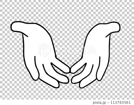 Palm outstretched black and white 113783561