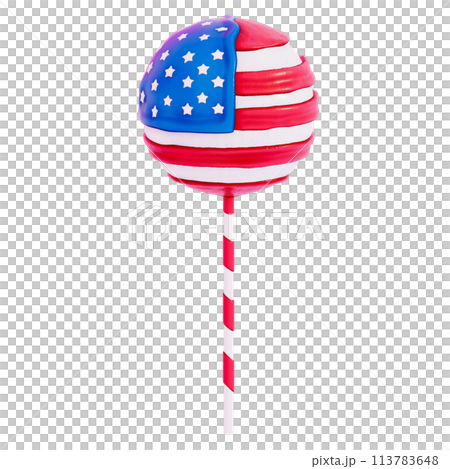 Dessert 4Th of July 3D , USA happy independence day on transparent background , 3D Rendering 113783648